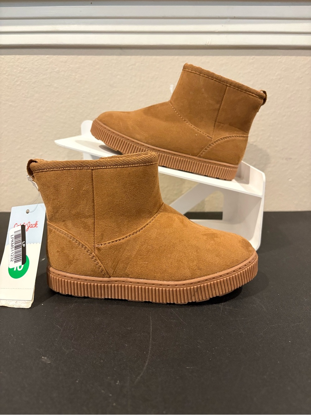 Cat & Jack Girls Arlo Zipper Shearling Style Tan Cognac Boots Toddler Size 10